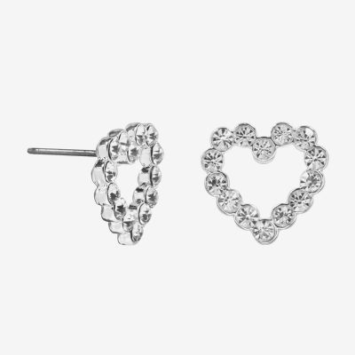 Bijoux Bar Delicates Silver Tone Glass 13mm Heart Stud Earrings