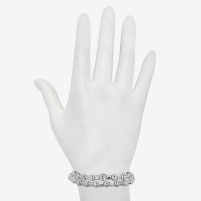 Bijoux Bar Delicates Silver Tone 2-pc. Glass Round Bracelet Set