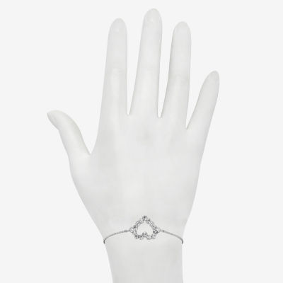 Bijoux Bar Delicates Silver Tone Glass 7.5 Inch Link Heart Chain Bracelet
