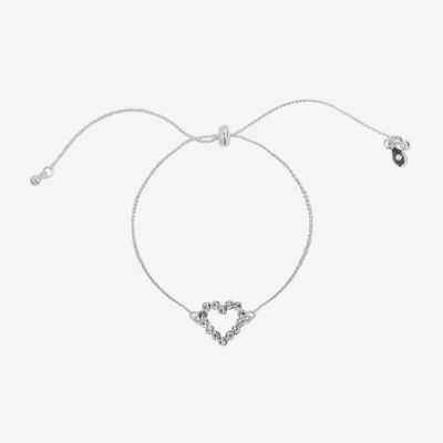 Bijoux Bar Delicates Silver Tone Glass 7.5 Inch Link Heart Chain Bracelet