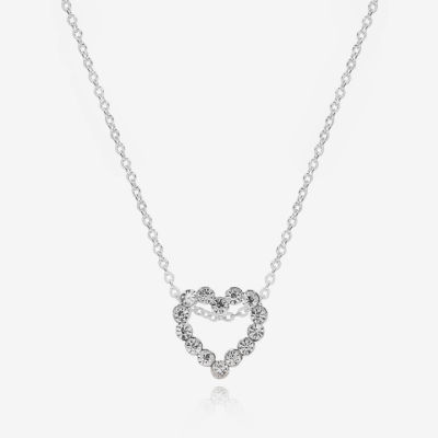 Bijoux Bar Delicates Silver Tone Glass 16 Inch Link Heart Pendant Necklace