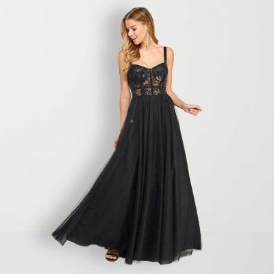 City Triangle Sleeveless Embroidered Sequin Ball Gown Juniors