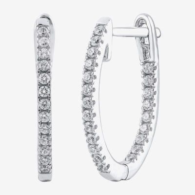 (H-I / I1) 1/4 CT. T.W. Lab Grown White Diamond 10K White or Yellow Gold 16.4mm Hoop Earrings