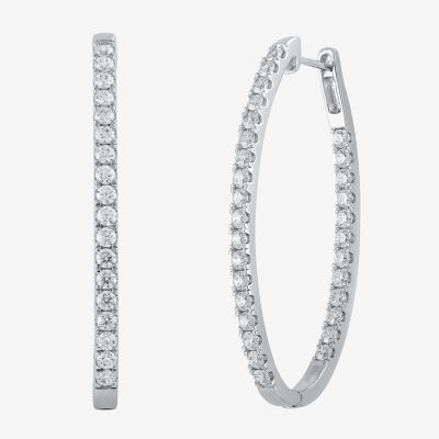 (H-I / I1) 3 CT. T.W. Lab Grown White Diamond 10K or 14K Gold 9.9mm Hoop Earrings