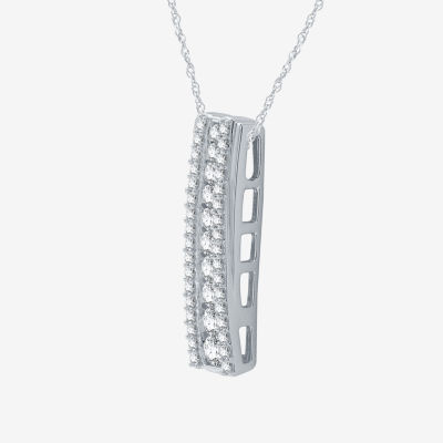 Linear Womens 1/2 CT. T.W. Lab Grown White Diamond Sterling Silver Pendant Necklace