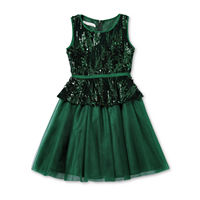 American Glamour Badgley Mischka Big Girls Sleeveless Tutu Dress, 7, Green