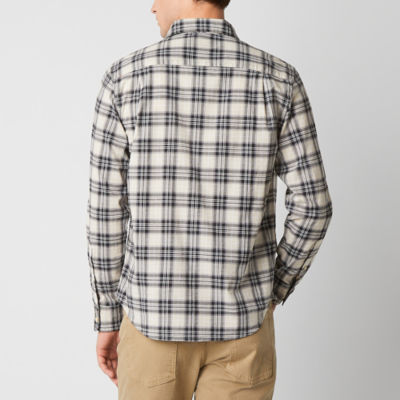 mutual weave Mens Easy-on + Easy-off Adaptive Regular Fit Long Sleeve Plaid Button-Down Shirt