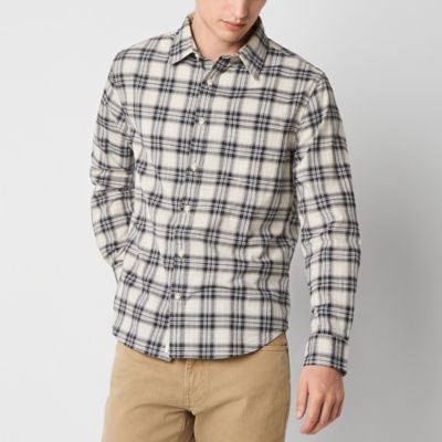 mutual weave Mens Easy-on + Easy-off Adaptive Regular Fit Long Sleeve Plaid Button-Down Shirt