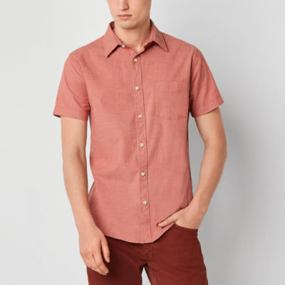 mutual weave Mens Easy-on + Easy-off Adaptive Regular Fit Short Sleeve Button-Down Shirt