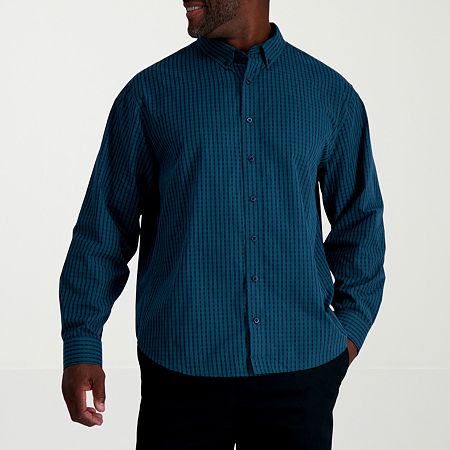 Haggar Mens Long Sleeve Regular Fit Big and Tall Button-Down Shirt, 4x-large, Green