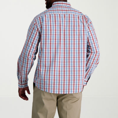 Haggar Mens Long Sleeve Regular Fit Big and Tall Button-Down Shirt