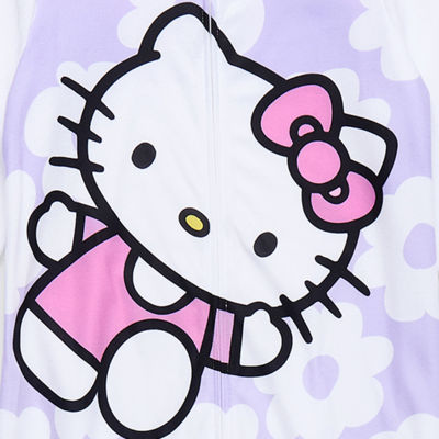 Little & Big Kid Girls Hello Kitty Microfleece Hooded Long Sleeve One Piece Pajama