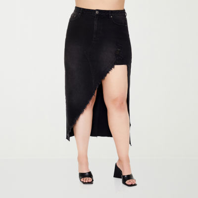 Forever 21 Womens Juniors Plus High Rise Long Denim Skirt