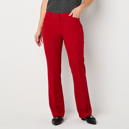 Liz Claiborne Audra Tailored Straight Fit Straight Trouser, 6 Petite, Red