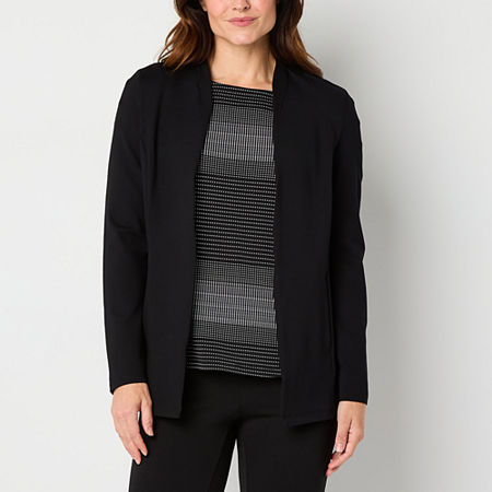 Liz Claiborne Womens Long Sleeve Open Front Cardigan, Small, Black