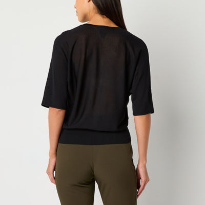 Wright's Women's Plus Size Draped Front Cowl Neck Short Sleeve Blouse Top Size 1x 4x