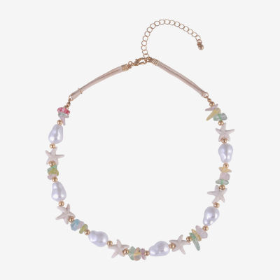 Arizona Gold Tone Starfish Womens 16 Inch Beaded Necklace