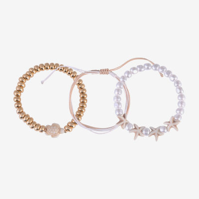Arizona Gold Tone Turtle Starfish Womens 3-pc. Bracelet Set