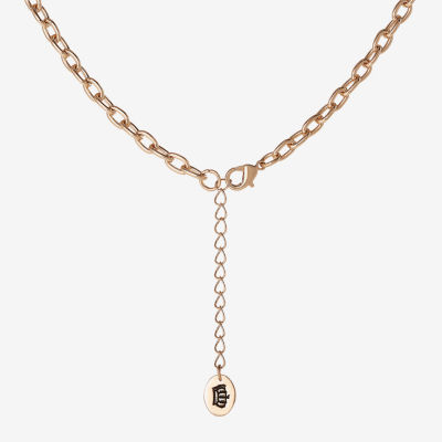 Juicy By Juicy Couture Gold Tone Womens Pink Crystal Alloy Bow Heart 18 Inch Pendant Necklace