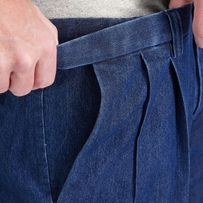 Haggar Stretch Denim Mens Classic Fit Pleated Pant