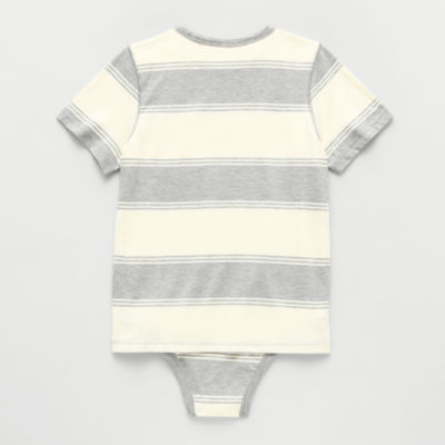 Thereabouts Little & Big Kid Boys Easy-on + Easy-off Adaptive Crew Neck Short Sleeve Bodysuit