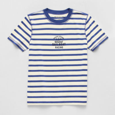 Thereabouts Little & Big Kid Boys Easy-on + Easy-off Hidden Access Opening Crew Neck Short Sleeve Adaptive Regular Fit Graphic T-Shirt