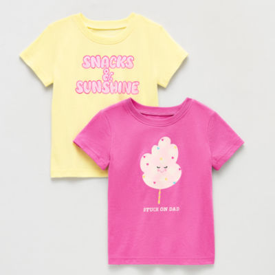 Okie Dokie Toddler & Little Girls Round Neck Short Sleeve Regular Fit 2-pc. Graphic T-Shirt