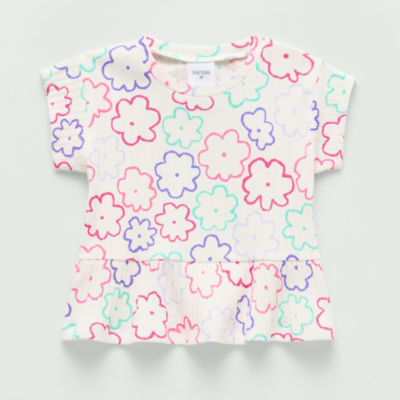 Okie Dokie Toddler & Little Girls Round Neck Short Sleeve Peplum Top