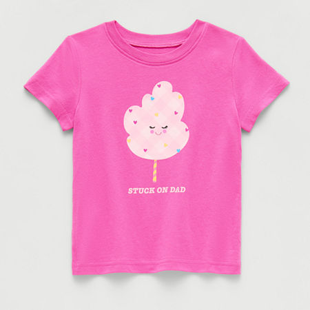 Okie Dokie Toddler & Little Girls Round Neck Short Sleeve Graphic T-Shirt, 18 Months, Pink