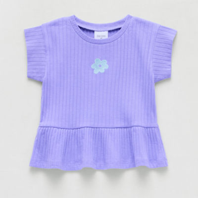 Okie Dokie Toddler & Little Girls Round Neck Short Sleeve Peplum Top