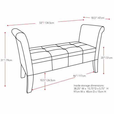 Antonio Rolled-Arm Storage Bench