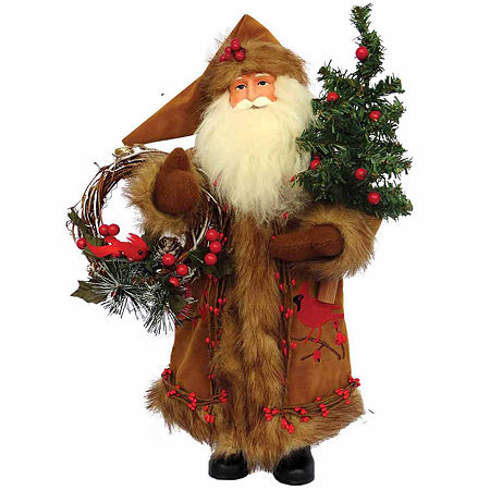 15"""" Cardinal And Berries """""" Christmas Santa Figurine, One Size, Brown -  ASSTD NATIONAL BRAND, 8140