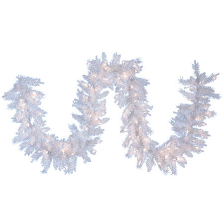 Kurt Adler 9-Foot Pre-Lit Crystal White Garland, One Size, White