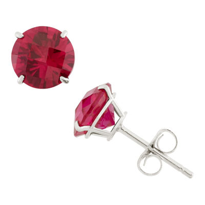 Lab Created Red Ruby 10K Gold 6mm Stud Earrings