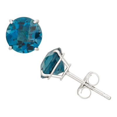 Genuine Blue Topaz 10K Gold 6mm Stud Earrings