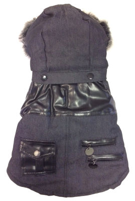 The Pet Life Ruff-Choppered Denim Fashioned Wool Pet Coat