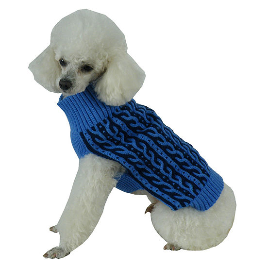 The Pet Life Harmonious Dual Color Weaved Heavy Cable Knitted Fashion Designer Dog Sweater