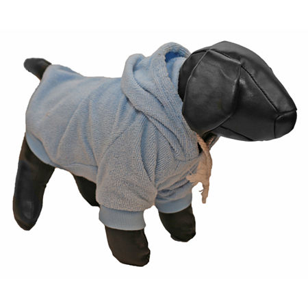 The Pet Life French Terry Pet Hoodie Hooded Sweater, One Size, Blue