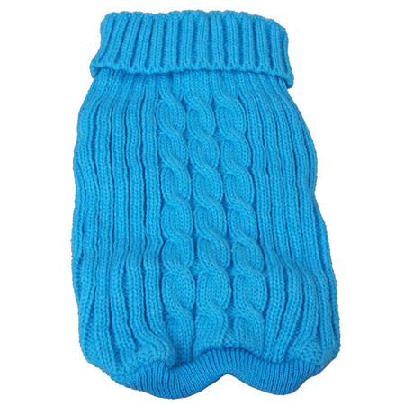 The Pet Life Heavy Cotton Rib-Collared Pet Sweater, One Size, Blue