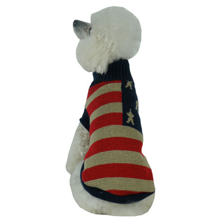 The Pet Life Patriot Independence Star Heavy Knitted Fashion Ribbed Turtle Neck Dog Sweater, One Size, Multiple Colors