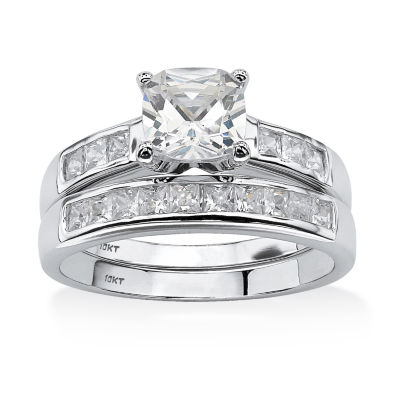 DiamonArt® Womens 2 CT. T.W. White Cubic Zirconia 10K White Gold Bridal Set
