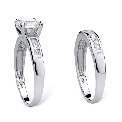 DiamonArt® Womens 2 CT. T.W. White Cubic Zirconia 10K White Gold Bridal Set