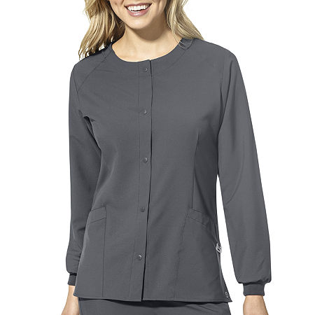 Wink W123 Crew Neck Warm Up Womens Moisture Wicking Wrinkle Resistant Quick Dry Scrub Jacket, Medium, Gray