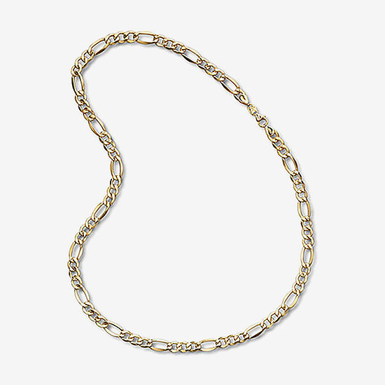 Mens 10K Yellow Gold 22" 7.5mm Hollow Figaro Chain Necklace