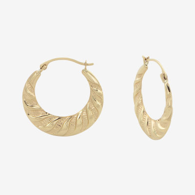 Croissant Womens 14K Gold 20mm Round Hoop Earrings