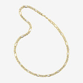 Hollow Figaro Chain Necklace 14K Yellow Gold 20