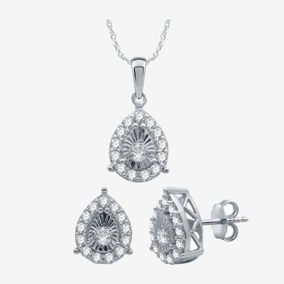 Womens 1 CT. T.W. Natural White Diamond Sterling Silver Pear 2-pc. Jewelry Set
