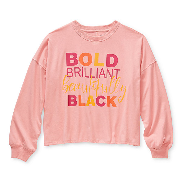 Hope & Wonder Bold Brilliant Beautifully Black Womens Crew Neck Long Sleeve Graphic T-Shirt