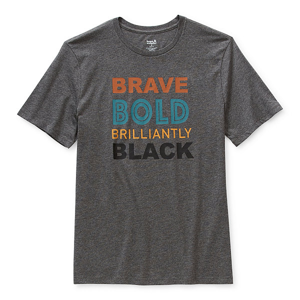 Hope & Wonder Brave Bold Brilliantly Black Mens Crew Neck Short Sleeve Graphic T-Shirt