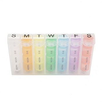 Medication Time Organizer And Multi Colored Medication Holder